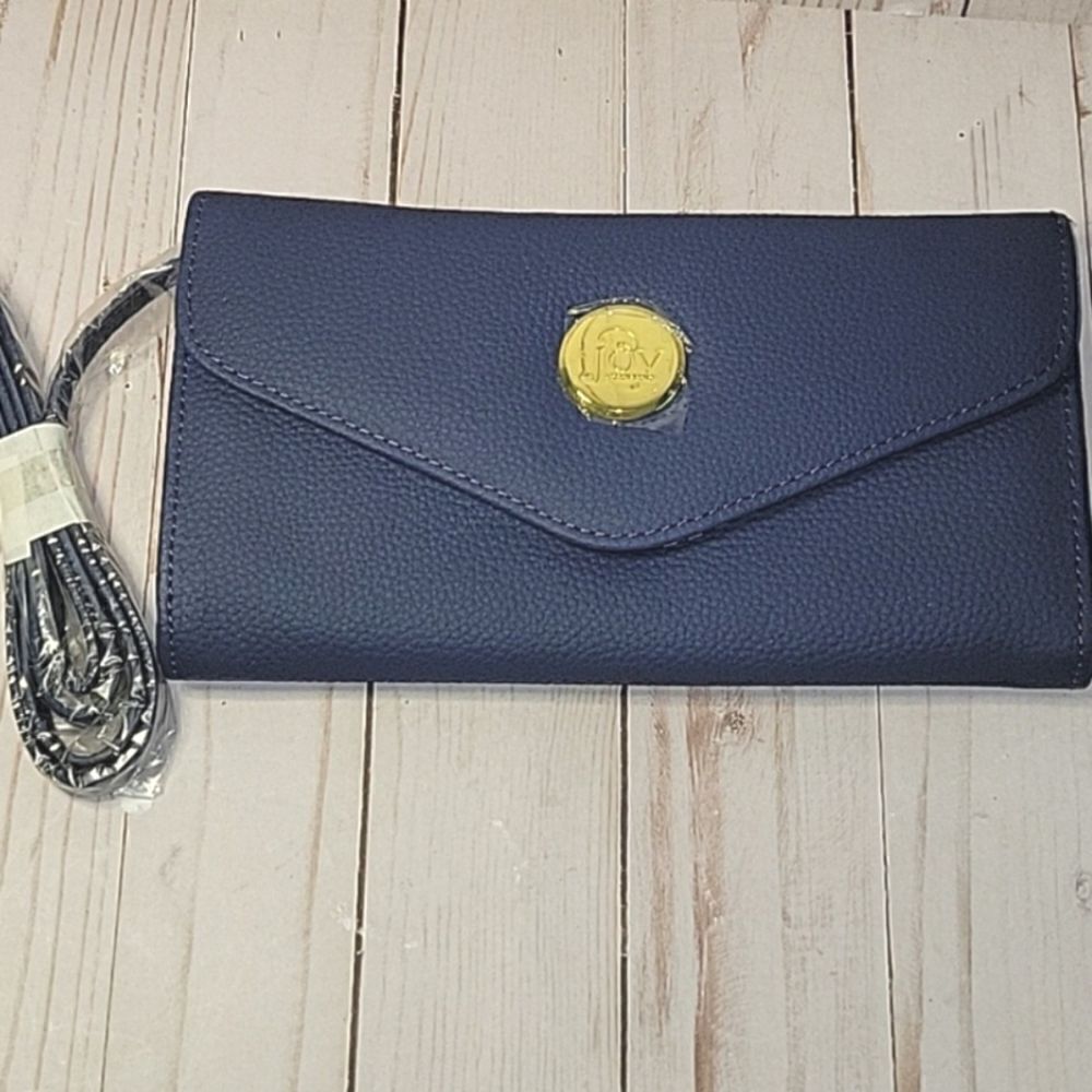 Joy Mangano Convertible Crossbody Wallet Crossbody w/RFID Blue NEW